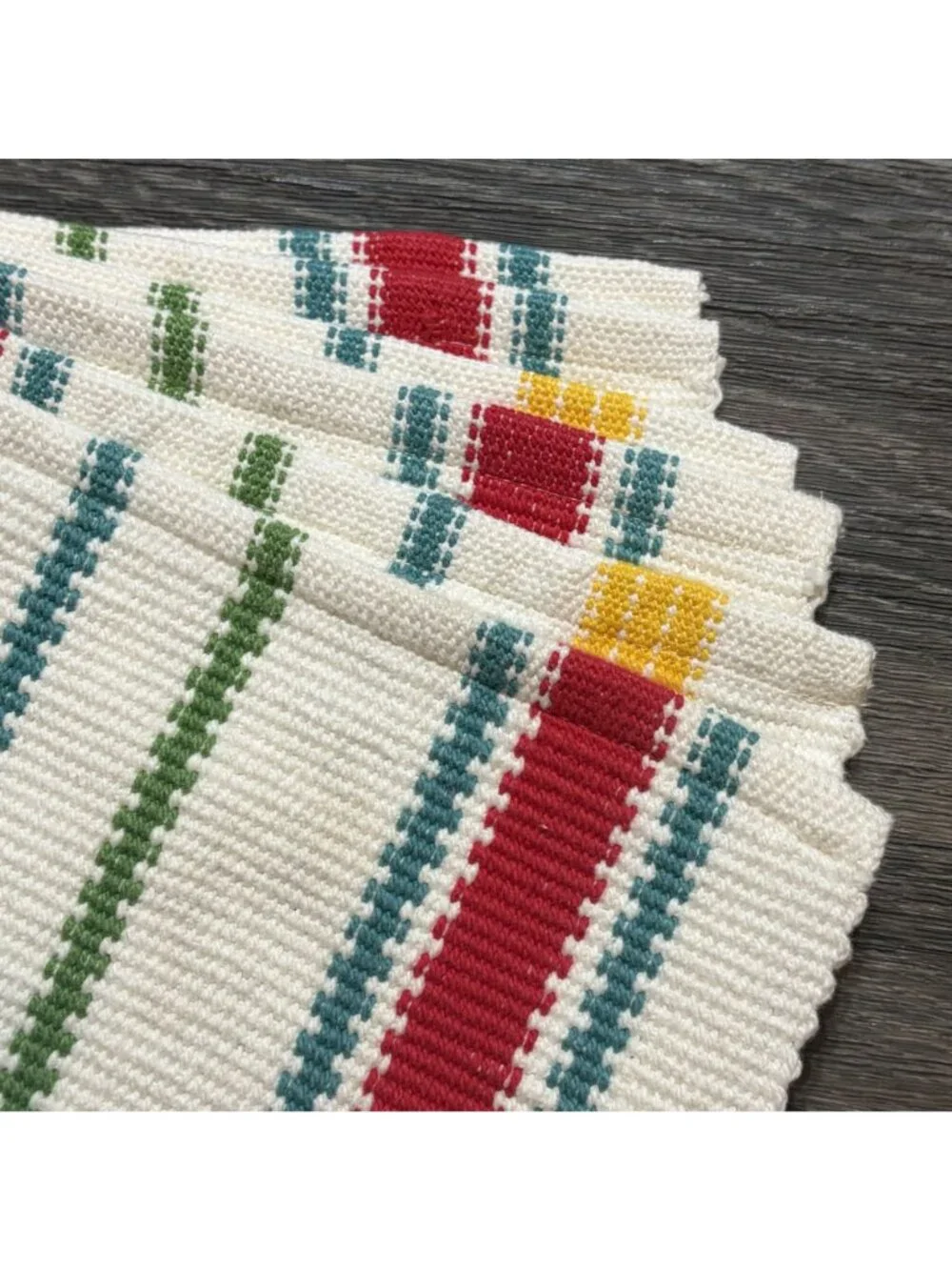 Pioneer Woman Vintage Stripe Woven Cotton Placemats Table Runner Set Multicolor